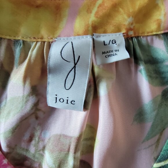 Joie Womens Large Sleeveless Lemon Print Blouse With Flutter Sleeves V-Neckline - Picture 6 of 14